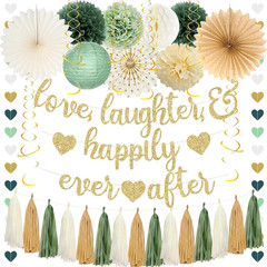 Engagement Party Decorations, Gold Glitter Love Laughter & Happily Ever after Ba