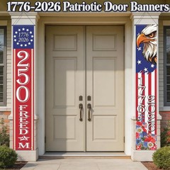 Patriotic 250th Anniversary American Flag Porch Banner 70x13in for 4th of Jul…