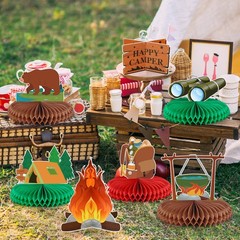 12PCS Camping Party Decoration Camping Honeycomb Centerpieces Camping Decorat…