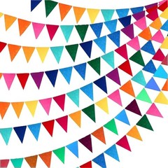 6 Strings 72PCS Rainbow Felt Bunting Colorful Pennant Banner Flags with Ribbo…