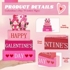 Galentines Day Decorations Wooden Table Centerpiece Tiered Tray Sign 4 PCS