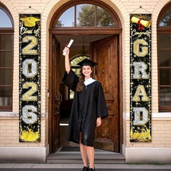 Graduation Decorations 2026 Class of 2026 Black Gold Silver Party Supplies