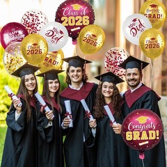 Maroon and Gold Graduation Balloons Graduation Decorations 2026, 51Pcs Grad L…