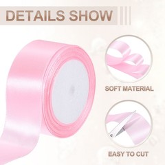 1.5 Inches x 24 Yards Satin Ribbon Roll Gift Wrapping Ribbon, Pink