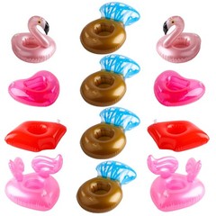 12Pack Inflatable Pool Drink Holder Floating Coasters Multi Shape Wedding