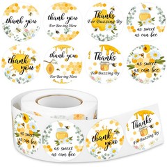 500 Pcs Bee Thank You Stickers for Jars Bottle Honey Bee Theme Party Wedding