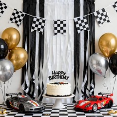 8 Rolls Black White Crepe Paper Streamers 32FT Race Car Birthday Party