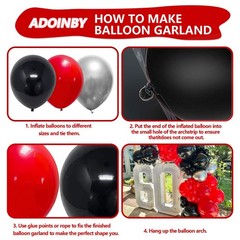 «140Pcs Red Black Balloons Arch Kit for Birthday, Wedding, Graduation Decor»