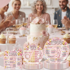 60Th Birthday Party Decorations – 96 Pcs Pink Rose Gold Happy 60 Years Old 1966