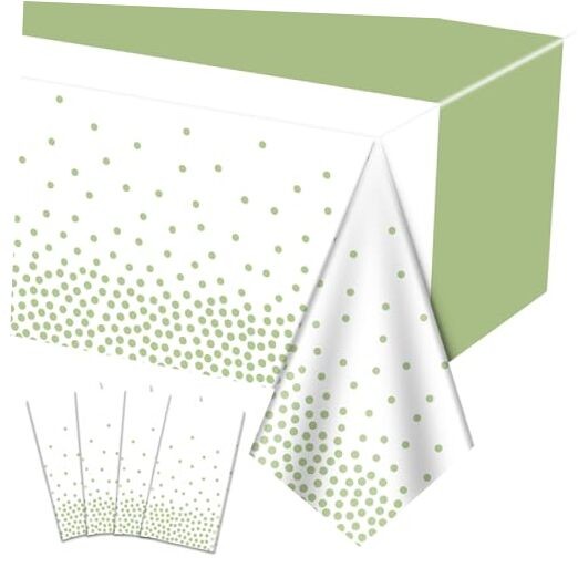 4Pcs Sage Tablecloths – 86.6″x51.2″ Rectangular Dot Table Covers for Home Green