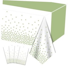 4Pcs Sage Tablecloths – 86.6″x51.2″ Rectangular Dot Table Covers for Home Green