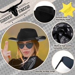 18 Pcs Western Cowboy Plastic Hat Set Include 6 Hats 6 Paisley Bandanas 6 Pai…