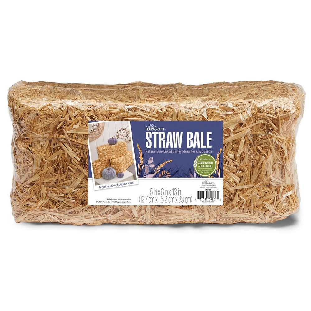 Floracraft Decorative Straw Bale 5 Inch X 6 Inch X 13 Inch Natural Mxb13S-12
