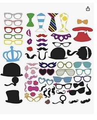 Photo Booth Face Mask Props (60 Piece – Pre-Assembled, No Glue Mess!)