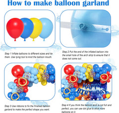 123Pcs Red Yellow Blue Balloons Garland Includes Foil Confetti Mixed Sizes Latex
