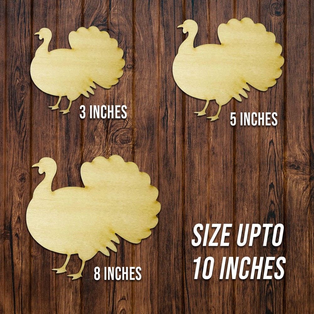 Turkey Shape Wood Cutout – 1/8″ Thick | Laser Cut DIY, Painting, Thanksgiving