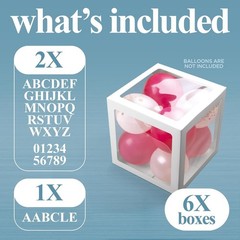 Balloon Boxes with Letters – 6 White Baby Shower Balloon Boxes, Baby Shower B…