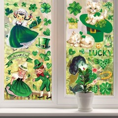 9 Sheets Vintage St. Patrick’s Day Window Cling Stickers Watercolor Retro Sham