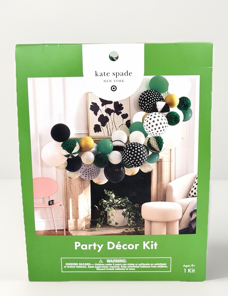 Kate Spade | Party Décor Kit | Green Black White Balloon Garland Set