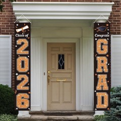 2026 Graduation Banner – Heavy Duty Orange & Black Congrats Grad Flags 71″x12″