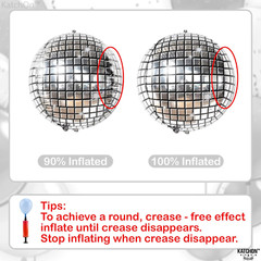 Pack of 6 Big Silver Disco Ball Balloons for Party, Bachelorette, New Year Decor