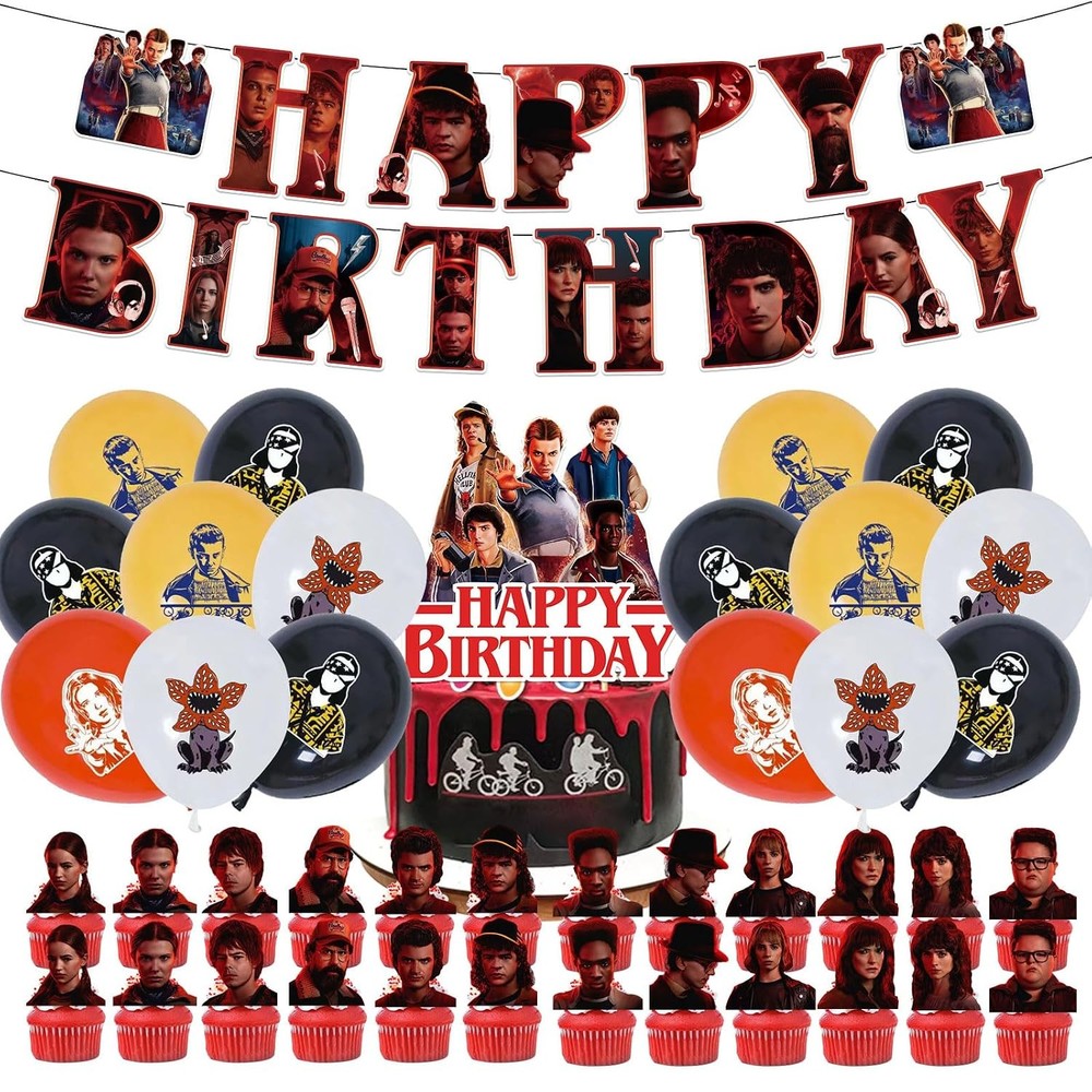 Stranger Things TV Birthday Decorations Party Supplies Set Include Banner