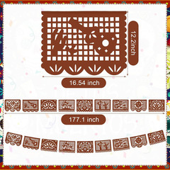 4 Pack 59 Ft Papel Picado Banner Mexican Talavera Party Plastic Fiesta Banner Me