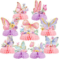 9 PCS Butterfly Centerpieces for Tables Butterfly Birthday Party Decorations Spr