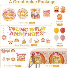 138pcs Young Wild and Three Party Decorations Tableware Set, Wild and Three Plat