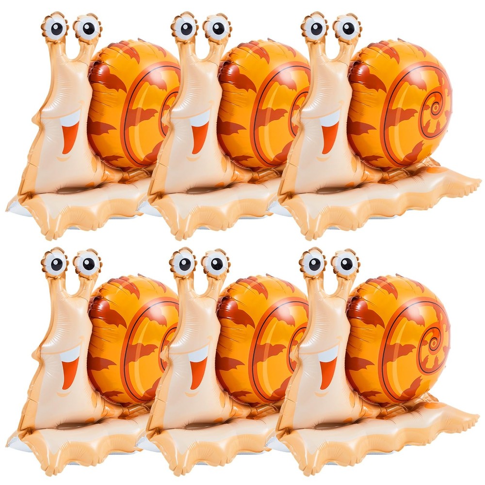 6 Pcs Standing Snail Balloons 3D Funny Snail Animal Foil Balloons Party Decor…