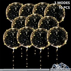 10PCS LED Light Up BoBo Balloons 20″ Clear Bubble Balloon Valentines Day Decor