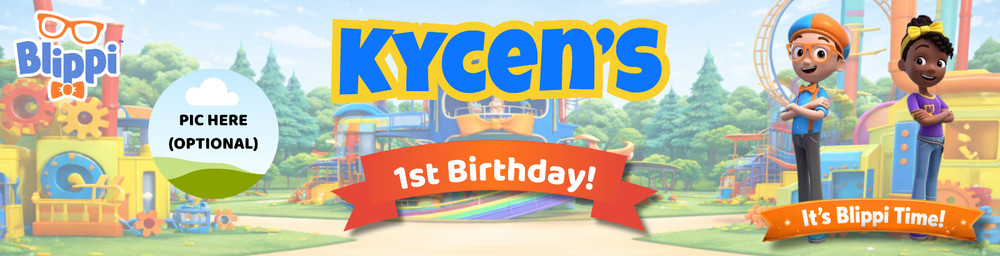 BLIP PI BIRTHDAY BANNER CUSTOM PERSONALIZED DECOR NAME PARTY PHOTO