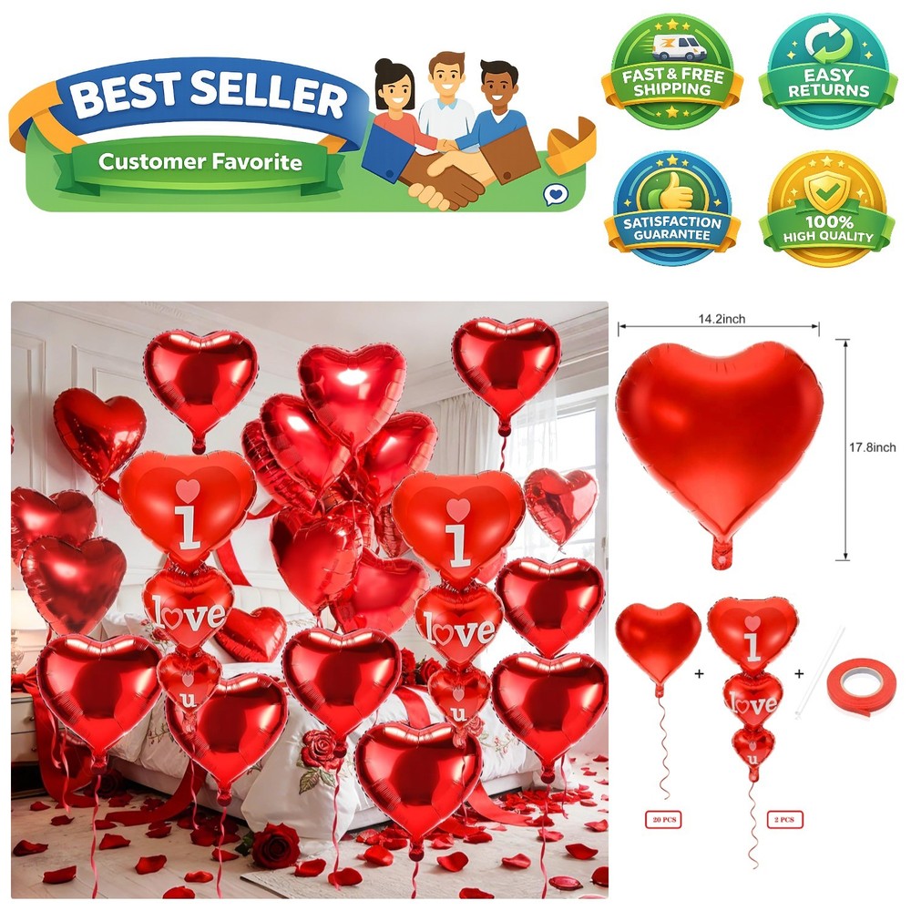 20 + 2 I Love You Balloons,Heart Balloons, Valentines Day Decorations and Gif…