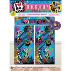 Rubies Forum I Heart 80s Backdrop Set Party Decoration