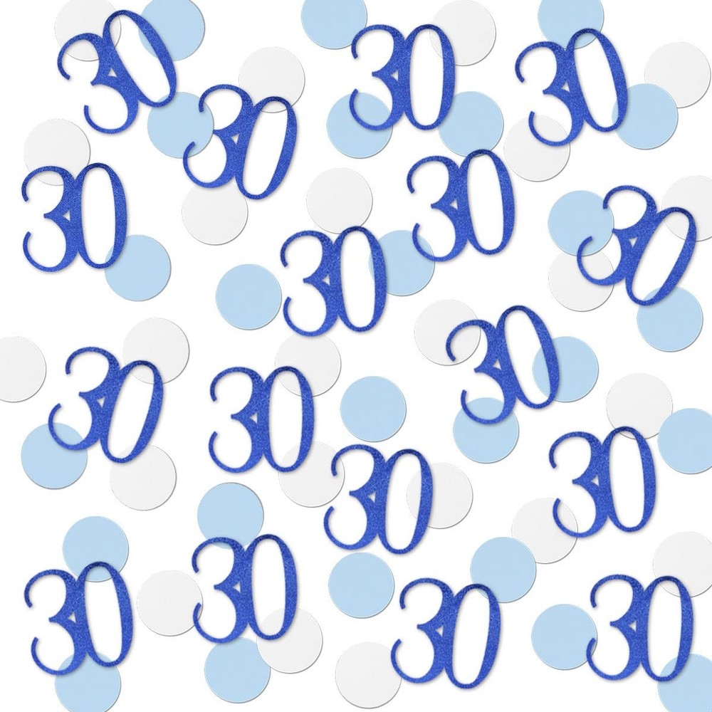 200 PCS Blue Glitter 30 Confetti 30th Birthday Anniversary Table Decor