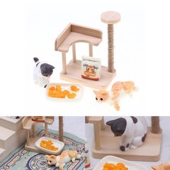 Miniature Cat Climbing Frame Scene Prop for Dollhouses and DIY Projects