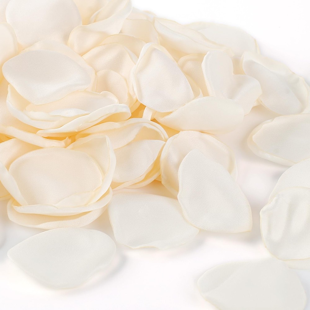 300pcs Cream Rose Silk Petals for Wedding, Bridal Shower Decor, Flower Girl B…