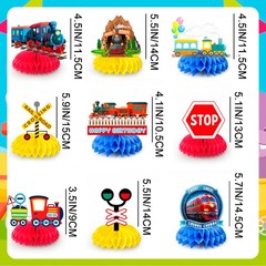 Train 3D Table Honeycomb Centerpiece Transportation Birthday Party Supplies Set
