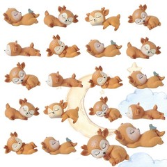 12 Pieces Deer Figurines Cake Toppers for Baby Shower Woodland Animal Deer To…