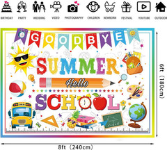 Goodbye Summer Hello School Backdrop 8X6Ft Welcome Back to School Banner Backgro
