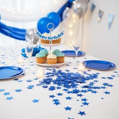Blue Glitter Star Shaped Table Confetti Scatter Party Decors 1.2 In 200PCS