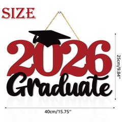 2026 Graduation Party Decorations Wooden Sign Red Class of 2026 Photo Booth Prop