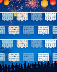 Cielito Lindo Party Decorations – 2 PCS Blue Cielito Lindo Papel Picado Banners,
