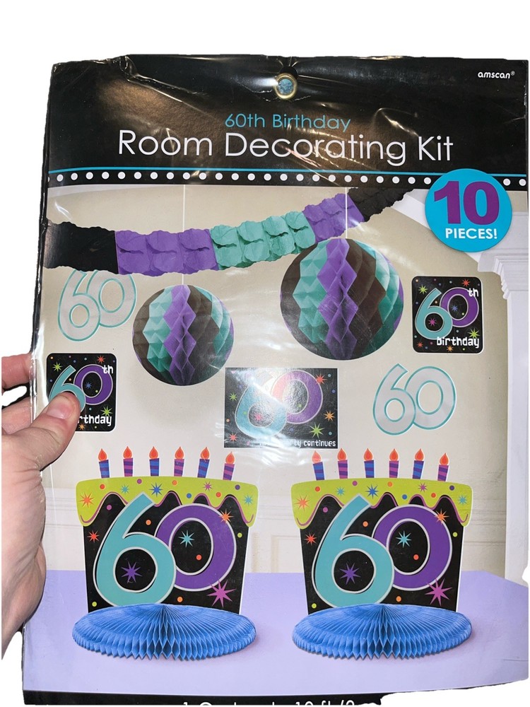 60th Birthday Room Decorating Kit 10 Pieces Party Supply