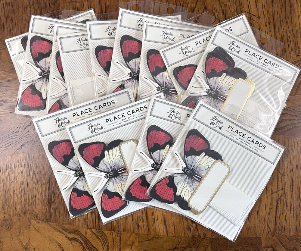 Hester and Cook 13 Packs Name Place Cards Die Cut Butterfly HC062 156 Total