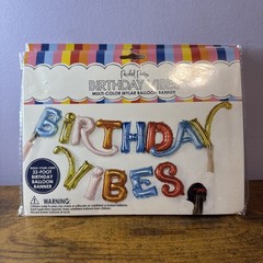 Birthday Vibes Multi Color Mylar Balloon Banner 22 Feet