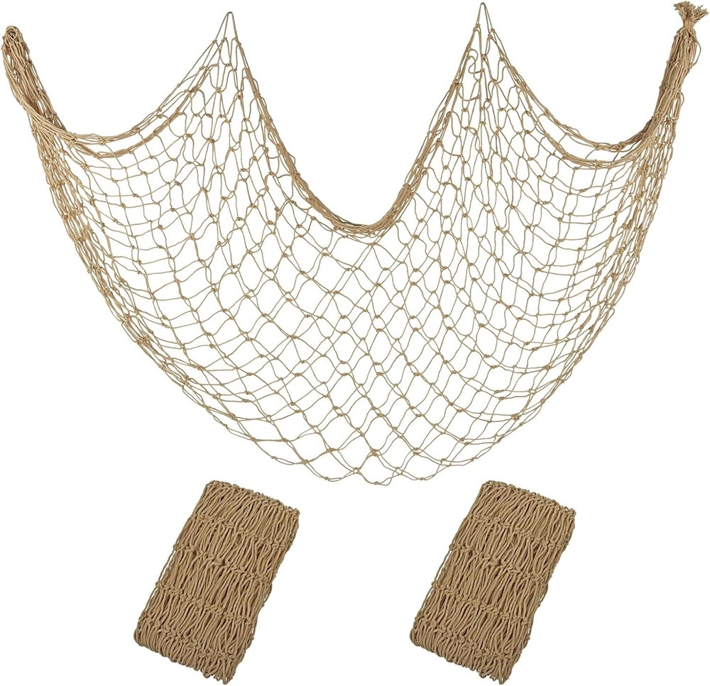 Decorative Fishing Net 2 Pack 80×40 Inch Large Caramel Fish Net Decor for Wall