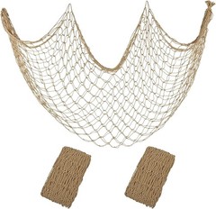 Decorative Fishing Net 2 Pack 80×40 Inch Large Caramel Fish Net Decor for Wall