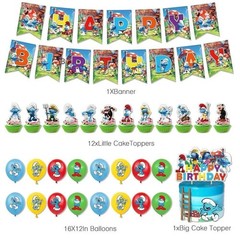 Forest Elf Theme Birthday Party Supplies Set,Include Banner Balloon Cake Toppers