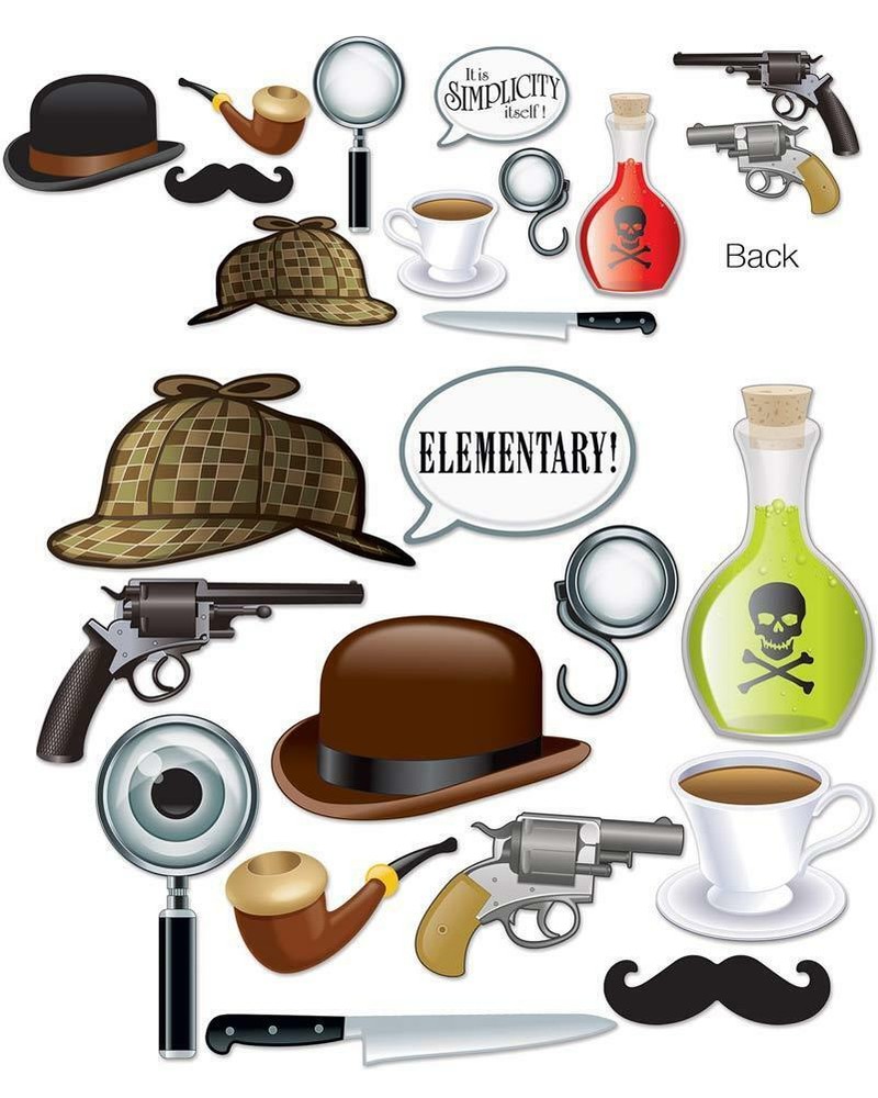 SHERLOCK HOLMES PHOTO BOOTH FUN SIGNS MURDER MYSTERY DECTECTIVE BRITISH PARTY